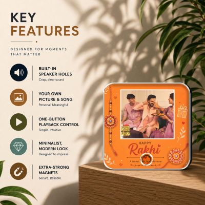 Personalized Musical Photo Fridge Magnet Gift for Raksha Bandhan | Rechargeable Sound Magnet Music Playable Rakhi Gift for Bhai & Bhen Keepsake Gift for Siblings